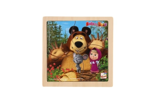 15 cm-es Mása és Medve fából készült puzzle egérrel