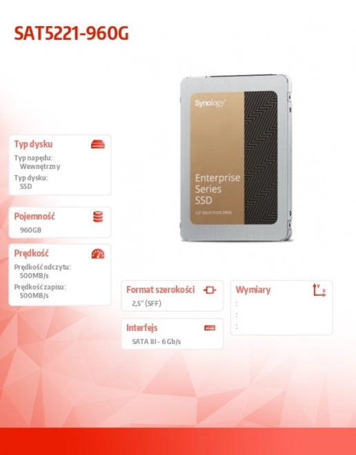 Nagyvállalati SSD meghajtó 960GB SATA 6GB/s 2,5 hüvelyk