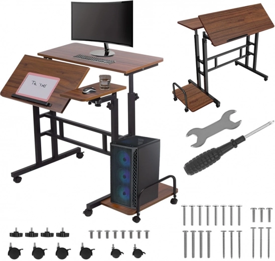 Mobil kialakítás kerekekkel és oldalsó polccal