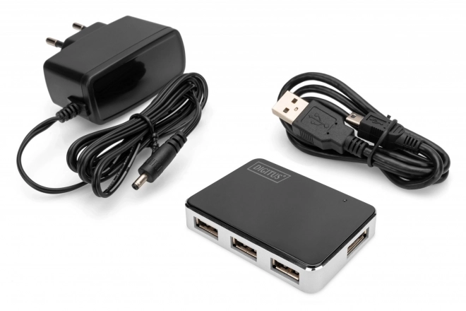 4 portos USB 2.0 hub aktív fekete-ezüst