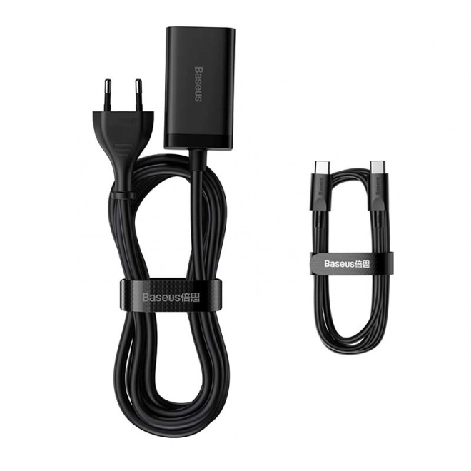 gyors töltő Baseus GaN3 Pro, 2x USB-C, 2x USB, 65W fekete