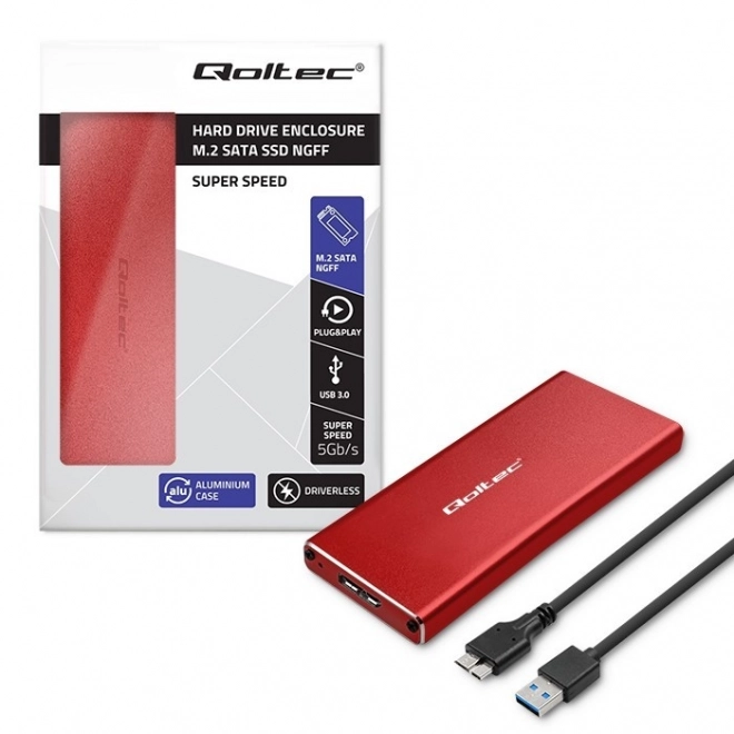 Vörös M.2 SSD tok USB 3.0 csatlakozóval
