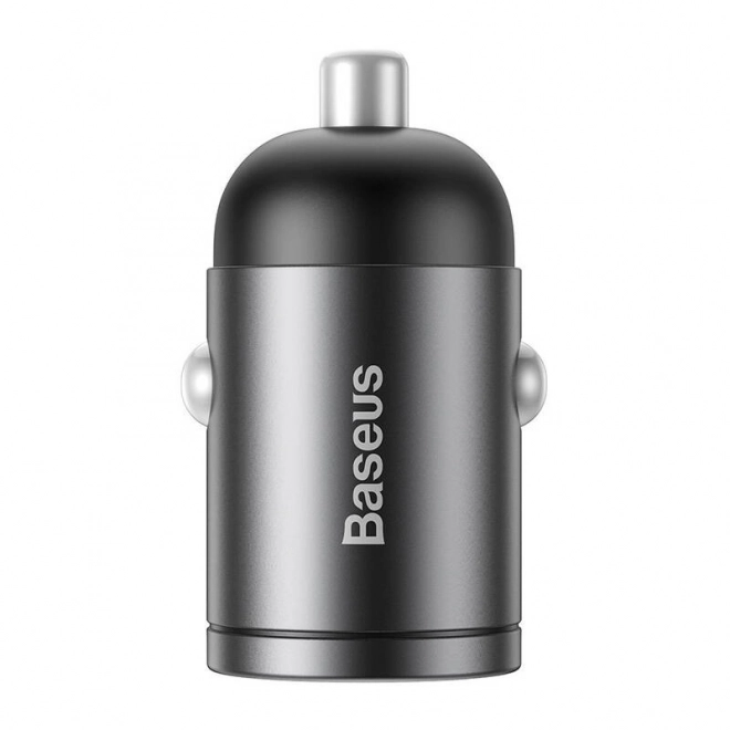 Baseus mini gyors autós töltő USB porttal 30W szürke