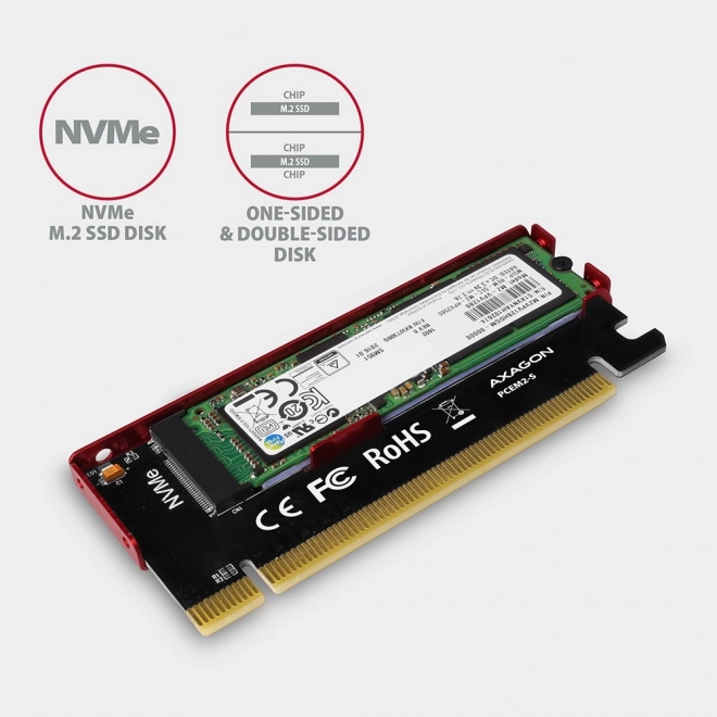 Axagon PCIe M.2 NVMe adapter alumínium hűtéssel