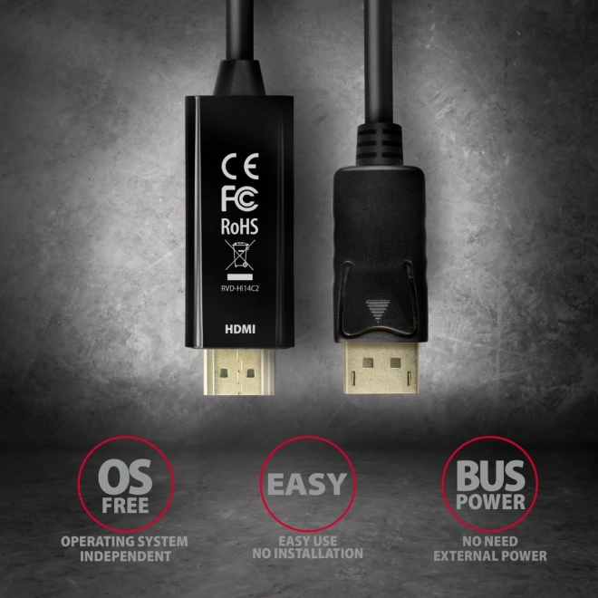 Axagon aktív DisplayPort - HDMI adapter