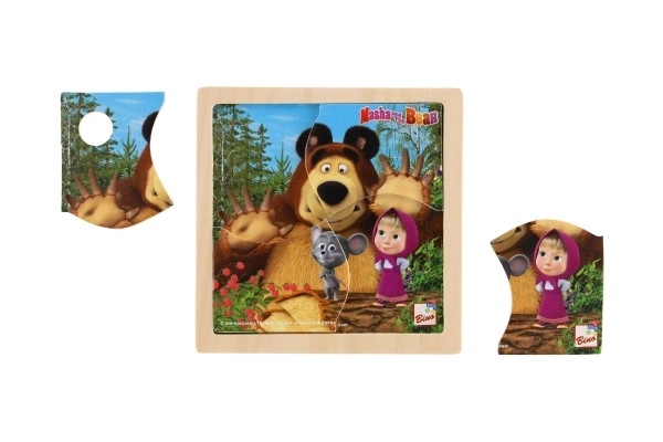 15 cm-es Mása és Medve fából készült puzzle egérrel