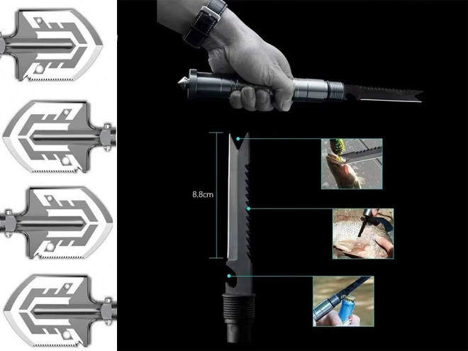 Összecsukható katonai túlélő ásó többfunkciós készlet