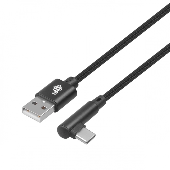 Kábel USB-USB C 1,5m sarok, fekete zsinór