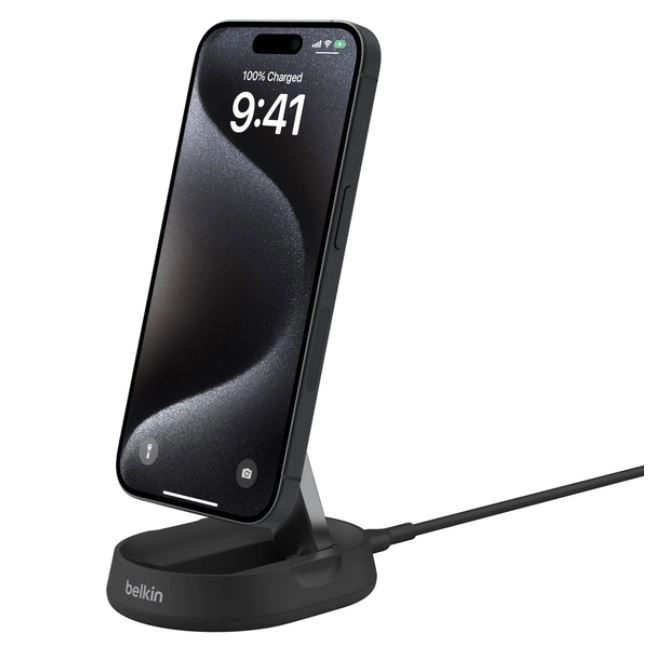 Fekete mágneses BoostCharge vezeték nélküli töltő Qi2 15W teljesítménnyel