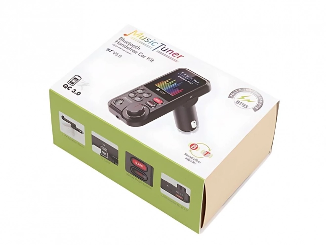 Bluetooth FM adó 5.0 autós kihangosító USB TF bass LCD