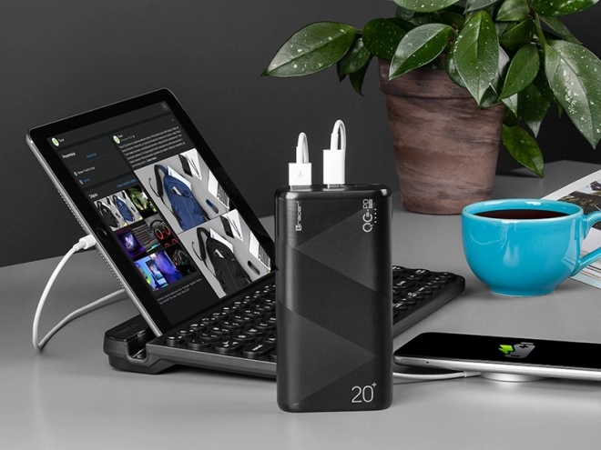 Amos powerbank 20000mAh QC3.0-PD20W fekete