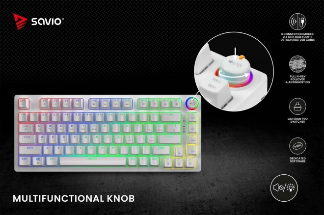 Vezeték nélküli mechanikus billentyűzet Phenix White Gateron Red Pro