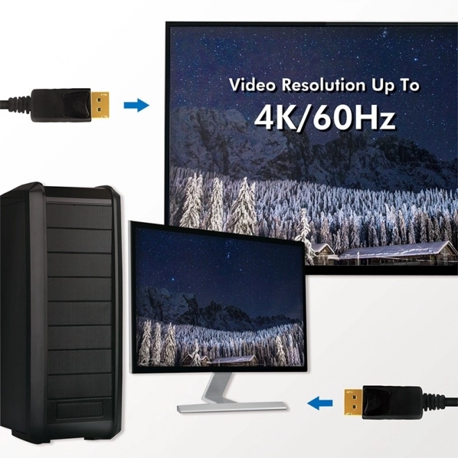 DisplayPort kábel 3m 4K/60Hz fekete