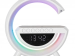 LED RGB lámpa vezeték nélküli töltéssel, rádióval, ébresztőórával és Bluetooth hangszóróval
