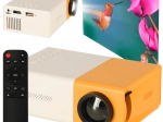 Mini LED projektor TFT LCD‑vel, 24–60 hüvelyk, HDMI/USB, 1080p támogatással – fehér‑narancssárga