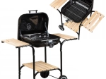 Nagy kerti grill állítható ráccsal és fa polcokkal