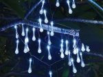 Napelemes kerti LED fényfüzér csepp alakú, 6,5 m, 30 LED, hideg fehér