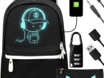 Vízálló KRUZZEL hátizsák USB-porttal és világító mintával, 19 l