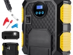 Hordozható autókompresszor 12 V LCD kijelzővel és LED fénnyel, 150 PSI
