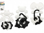 Állatkás rágóka függőkkel, fekete-fehér, 9 cm