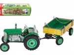 Zöld Zetor traktor pótkocsival és rugós szerkezettel Kovap