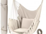 Függő brazil fotel lakásba és kertbe, bézs, 2 párnával
