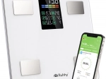 RUHHY analitikus személymérleg LCD‑vel, BIA‑val és Feelfit alkalmazással, fehér