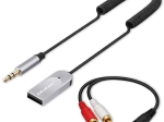 vezeték nélküli Bluetooth 6.0 audió vevő otthonra és autóba, 2× RCA, 3,5 mm AUX és USB-táp, mikrofonnal
