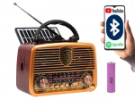 Hordozható analóg RA10 AM/FM rádió napelemes töltéssel és Bluetooth-szal