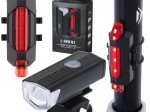 Kerékpár LED világítás készlet első és hátsó USB