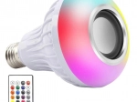 színes RGB LED izzó E27 beépített Bluetooth hangszóróval és távirányítóval