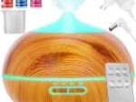 Aroma diffúzor és ultrahangos párásító, 400 ml, ionizálással és LED-del, távirányítóval + 3 olaj