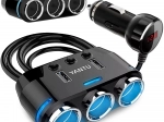 Autós elosztó 3 szivargyújtó aljzattal és 2 USB-vel, voltmérő