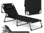 Összecsukható kerti nyugágy párnával, fekete, MultiGarden
