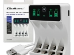 Ni–MH AA/AAA akkumulátortöltő LCD-vel és USB‑C kábellel, fehér