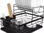 Kétszintes edényszárító RUHHY, fekete, 43×29×27 cm