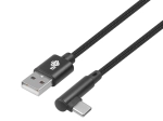 USB a USB-C kábel 1,5m jobb szögben, fekete fonott