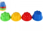 Műanyag homokozóformák – kerek homoksütik 8 cm, 4 darabos készlet hálóban