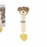 Csörgő/rágó plüss medve 24 cm bézs, kártyán, tasakban 0+