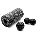 Masszázs készlet 3 az 1-ben hengerrel és labdákkal – Fekete-fehér