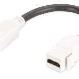 keystone hdmi 2.0 modul 12 cm kábellel, átmenő aljzat, fehér