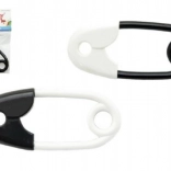 Fekete-fehér biztosítótű alakú csörgő 12 cm