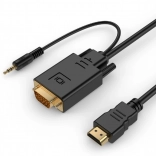 HDMI–VGA átalakító 3,5 mm-es audióval, 3 m, fekete