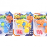 Cápa alakú pisztoly habgolyókkal és tapadókoronggal