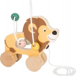 SMALL FOOT húzogatós fa oroszlán gyöngylabirintussal