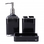 BERRETTI 3 részes fürdőszobai készlet, fekete + króm