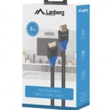 LANBERG HDMI kábel 2.0, 3 m, 4K, tömör réz, fekete