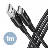 USB kábel Axagon USB-C na USB-A, 1m, fekete
