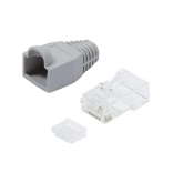 RJ45 CAT.6 csatlakozók védelemmel, szürke, csomag 100 db