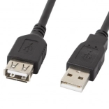 USB 2.0 hosszabbító kábel AM–AF, fekete, 1,8 m